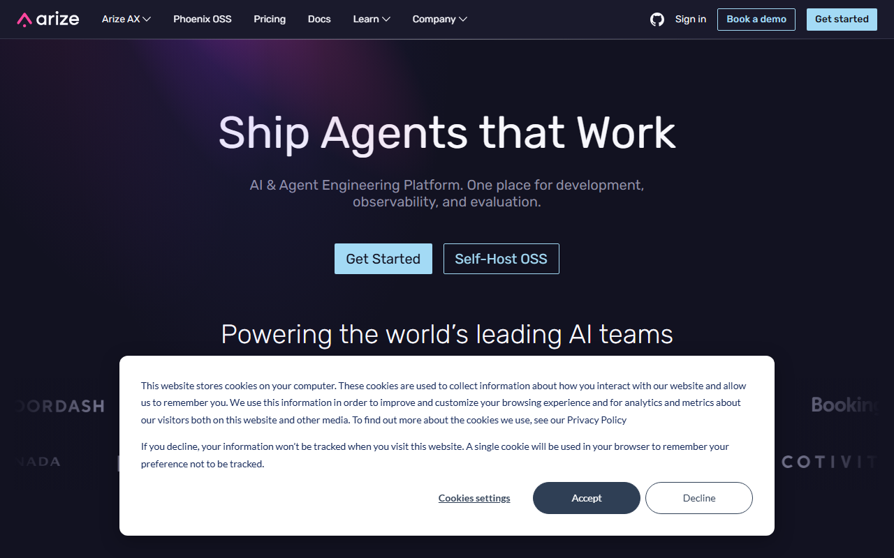Arize screenshot