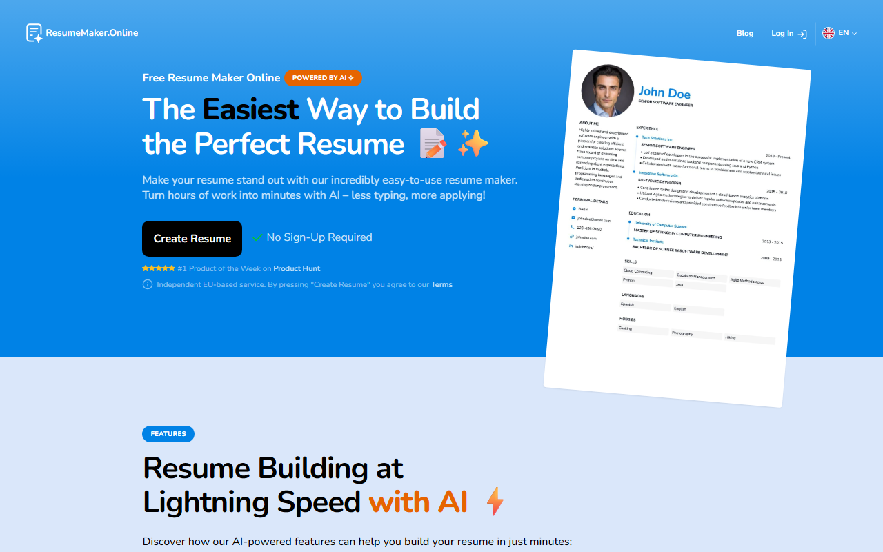 Resume Maker Online screenshot